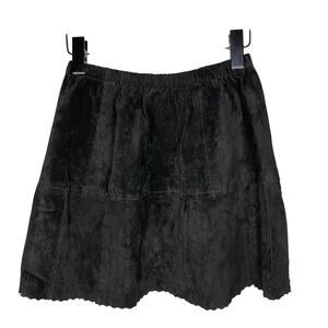 Ricky Nell Women's Medium Patchwork Suede Leather Mini Skirt Black Boho Western